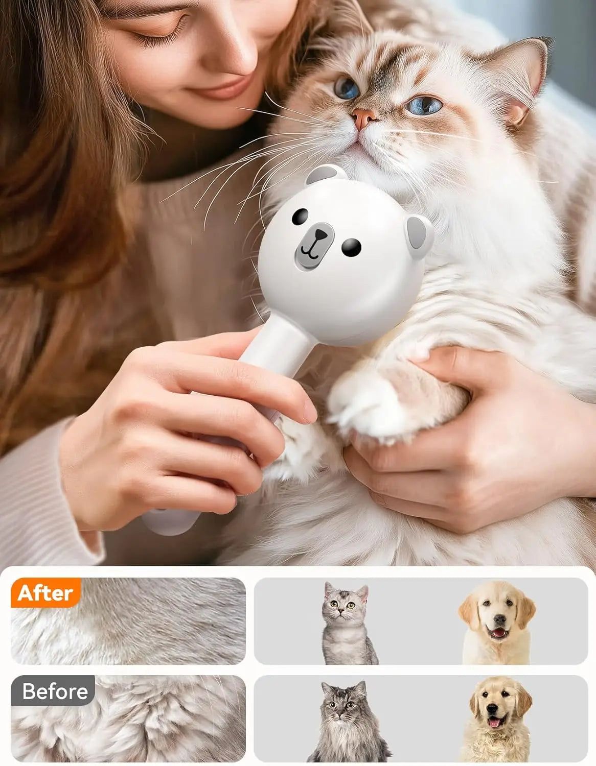 Pet Grooming Steam Brush