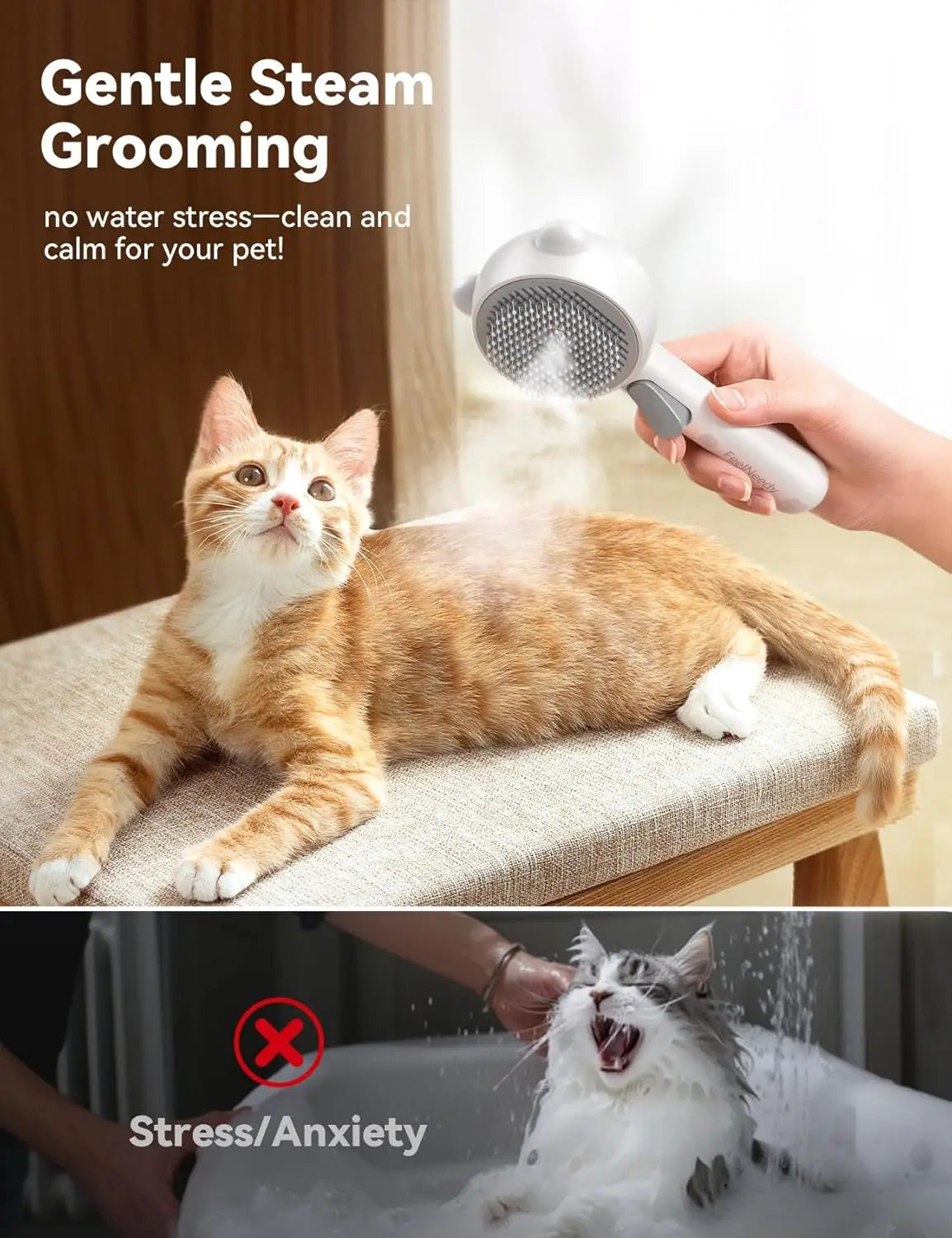 Pet Grooming Steam Brush